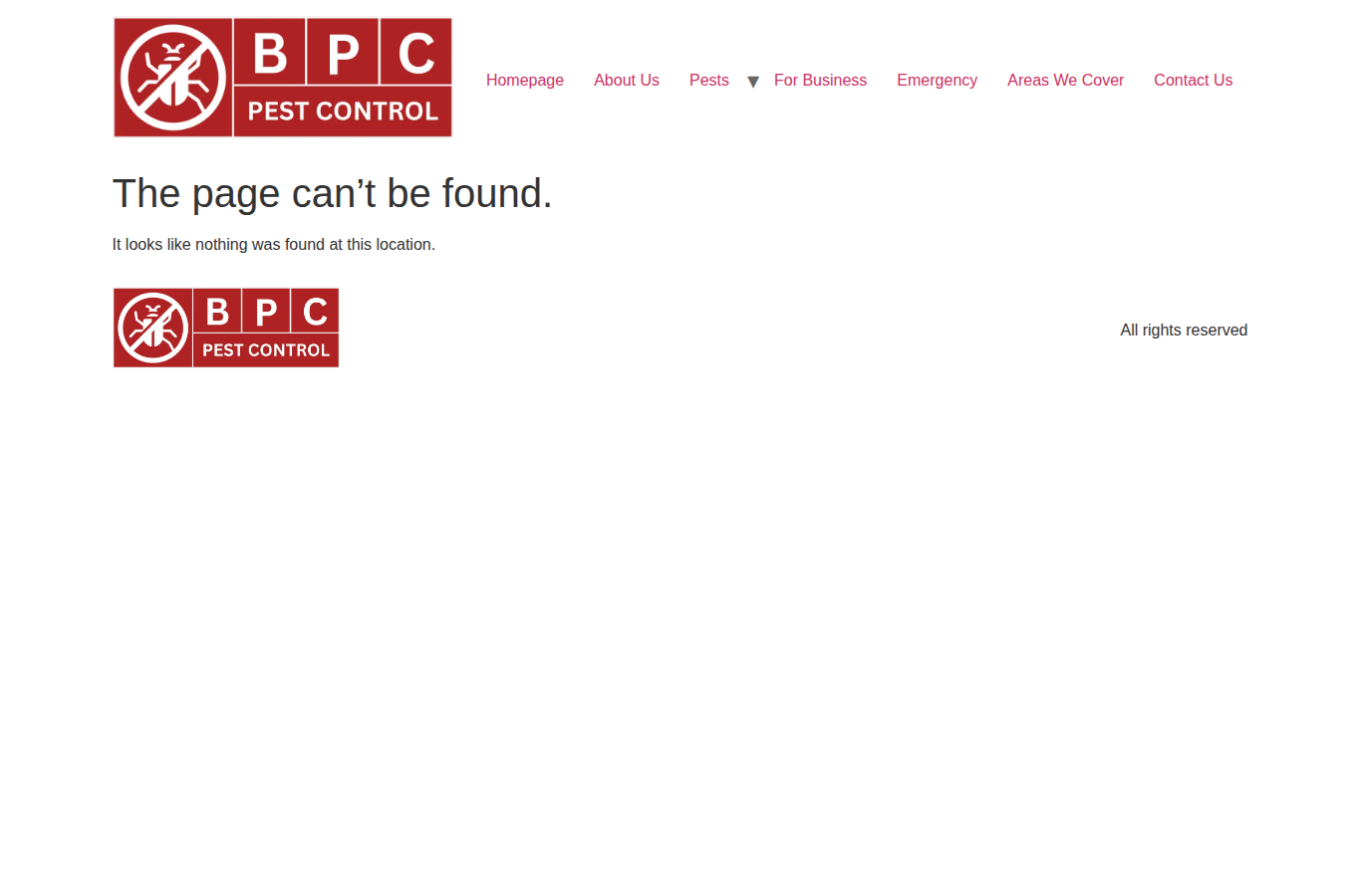 BPC Pest Control page screenshot for bug service near me