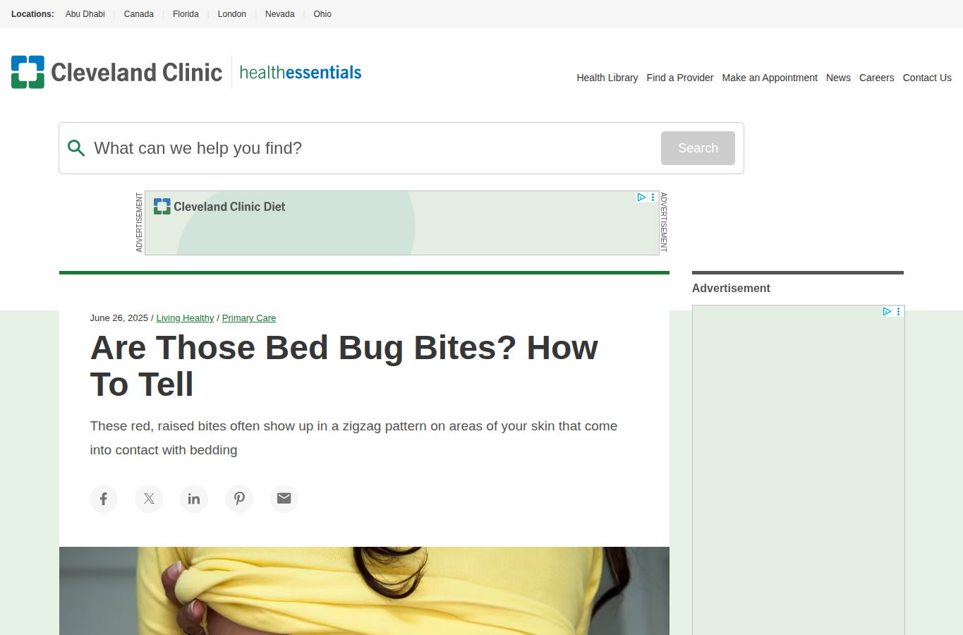 Cleveland Clinic website screenshot for pest control dagenham