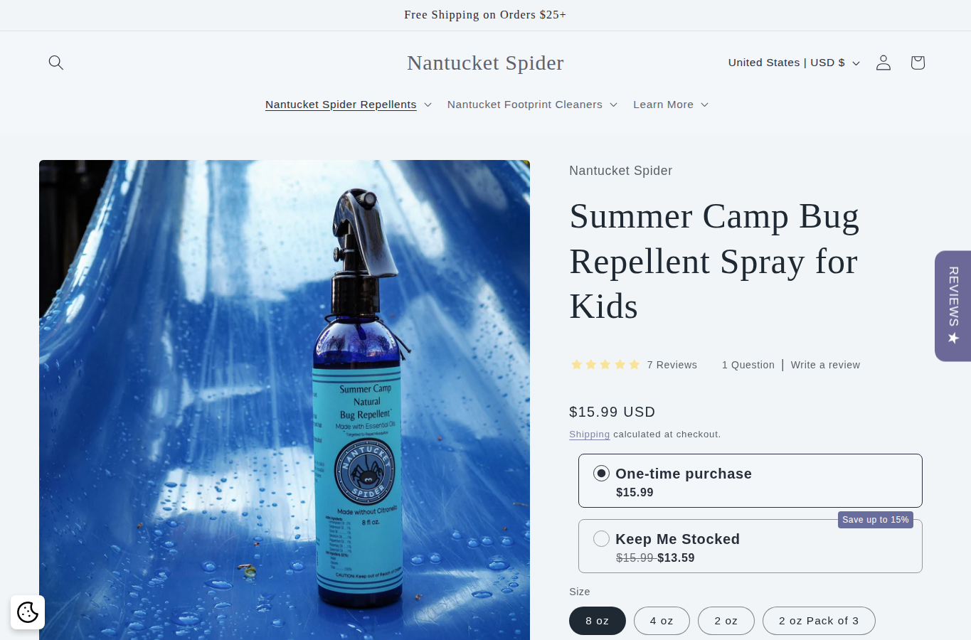 Nantucket Spider page screenshot for natural insect repellent