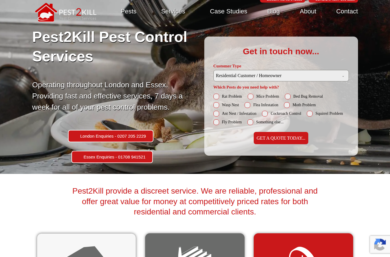 Pest2Kill website screenshot for hackney rat control