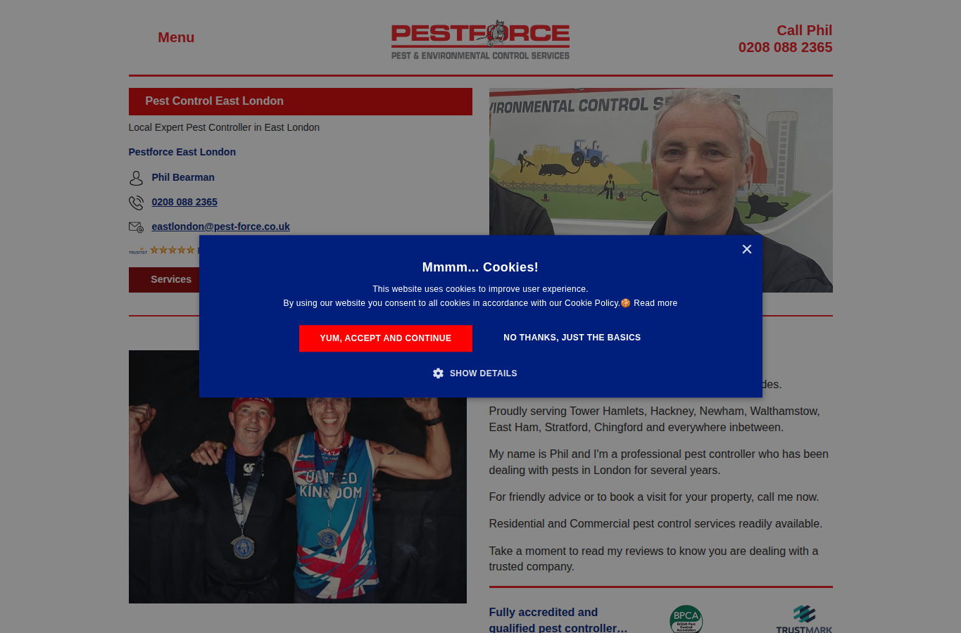 Pestforce East London website screenshot for east london pest control