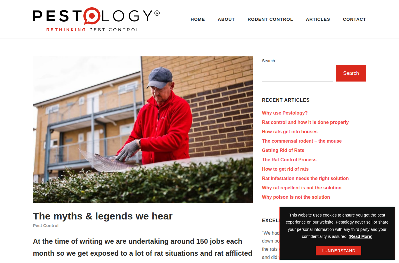 Pestology website screenshot for rodents