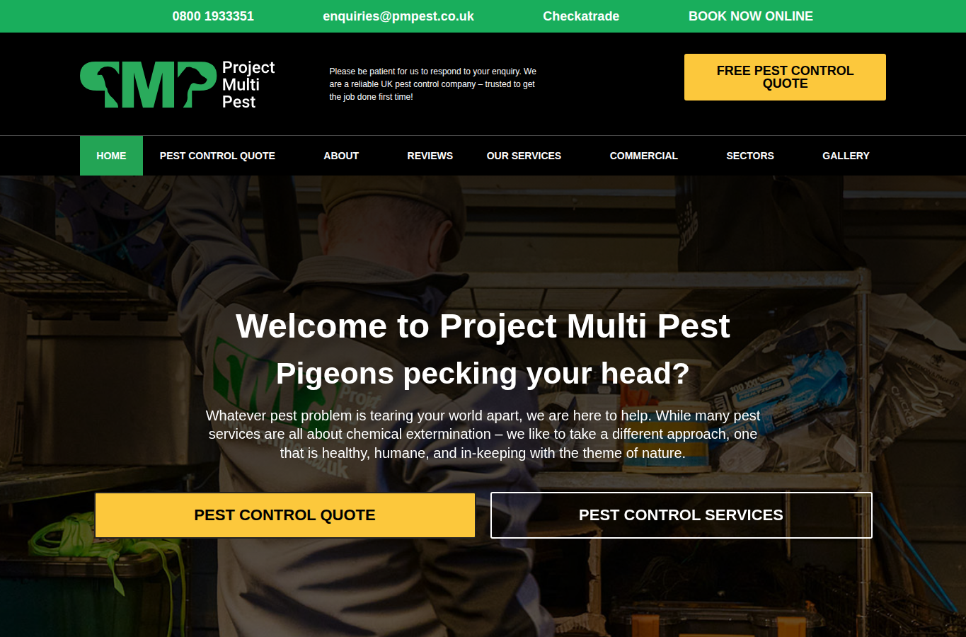 Project Multi Pest website screenshot for flea treatment london