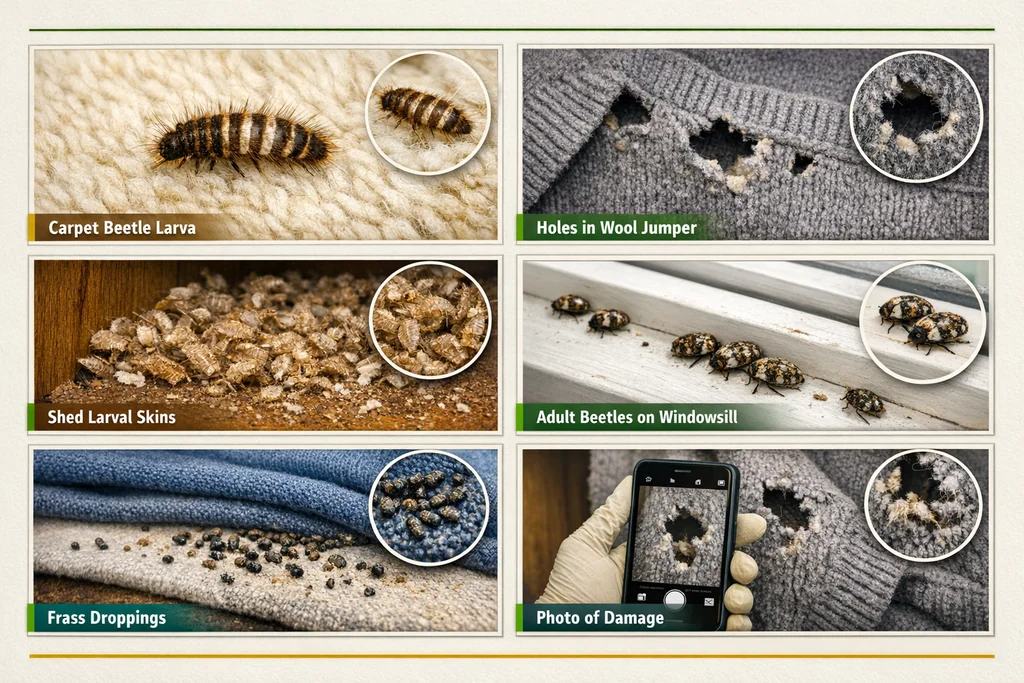 What to photograph and record diagram for carpet beetle bites
