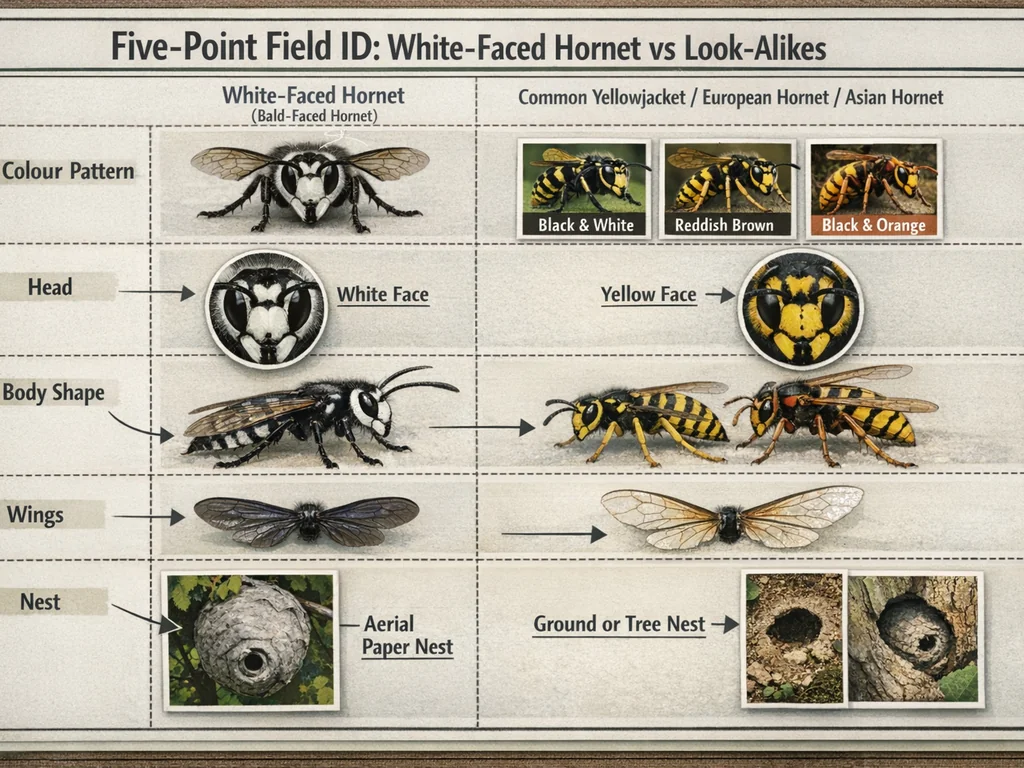 Step 5: Apply the Five-Point Field Identification Method diagram for white faced hornet