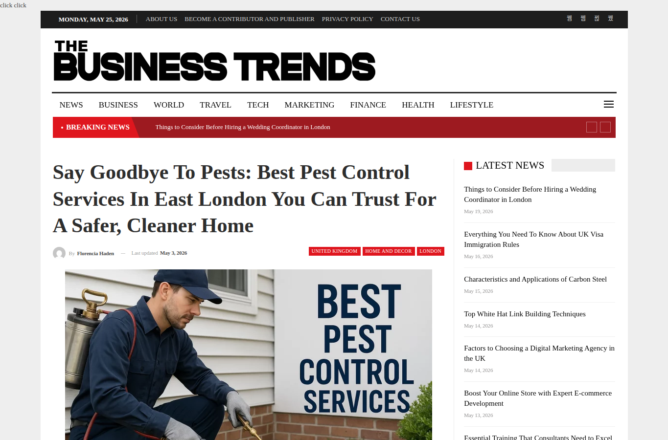 The Business Trends page screenshot for bug service near me