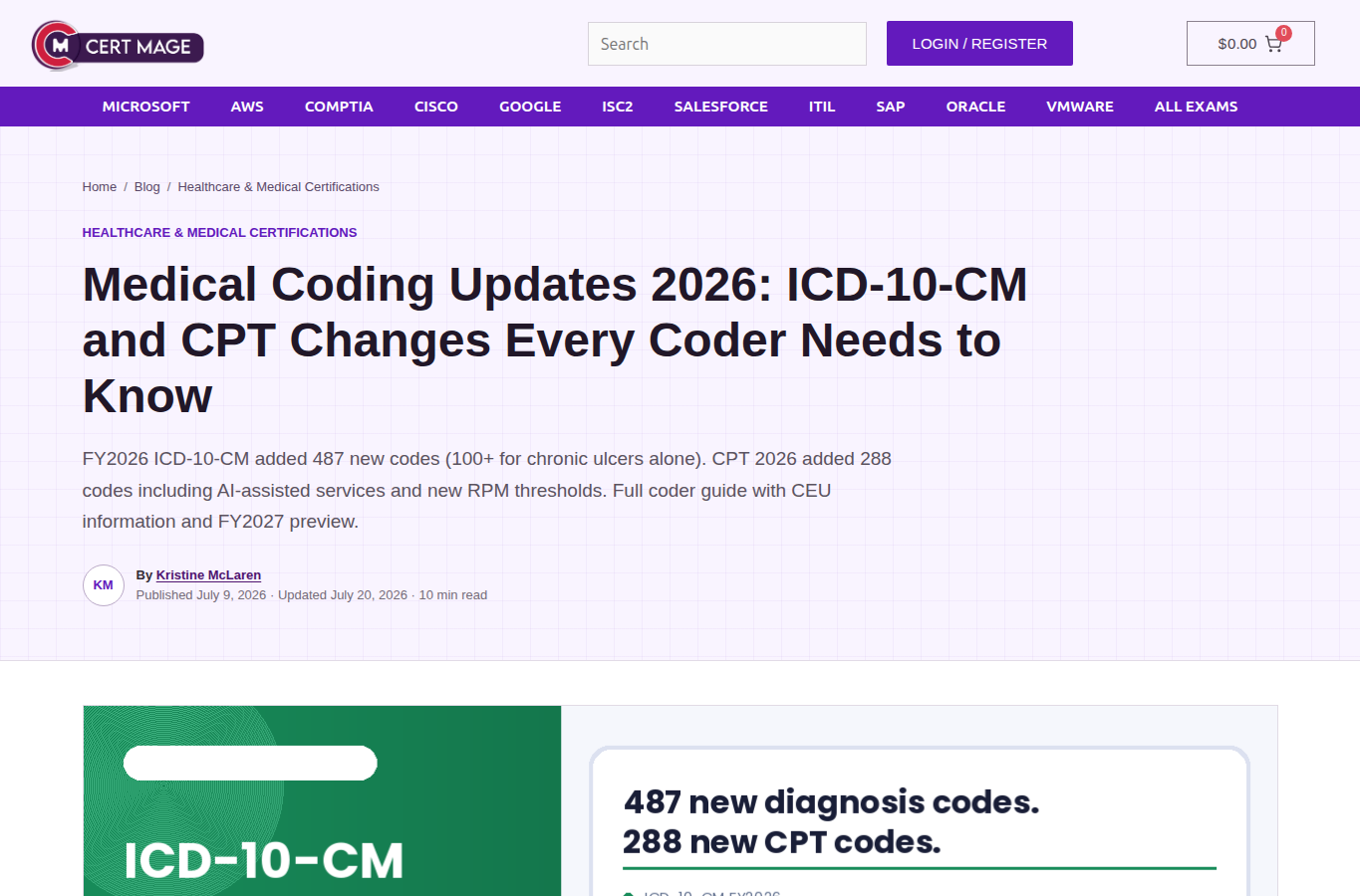 Code set updates and what they mean for your study materials website screenshot for cpc certified professional coder