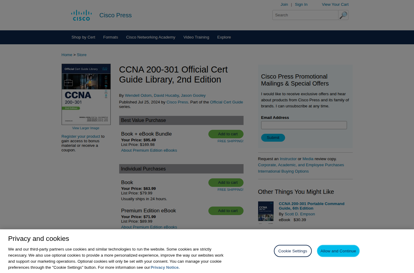Cisco Press / Pearson Test Prep website screenshot for best ccna practice exams