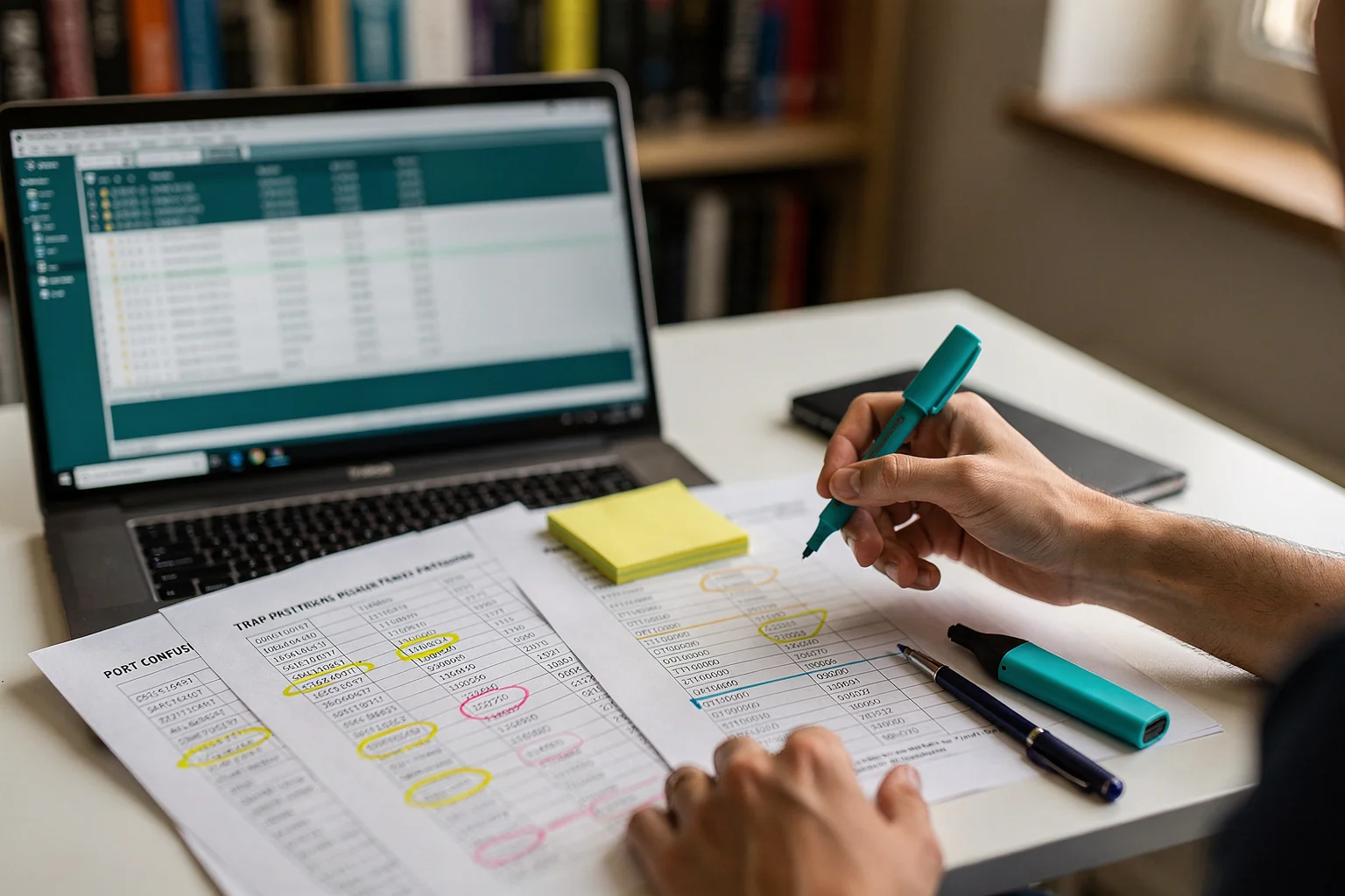 Wireshark exam prep infographic showing three common packet capture distractor patterns—port confusion, illegal flags, and TTL misread—with exam-style callouts that help certification candidates avoid traps
