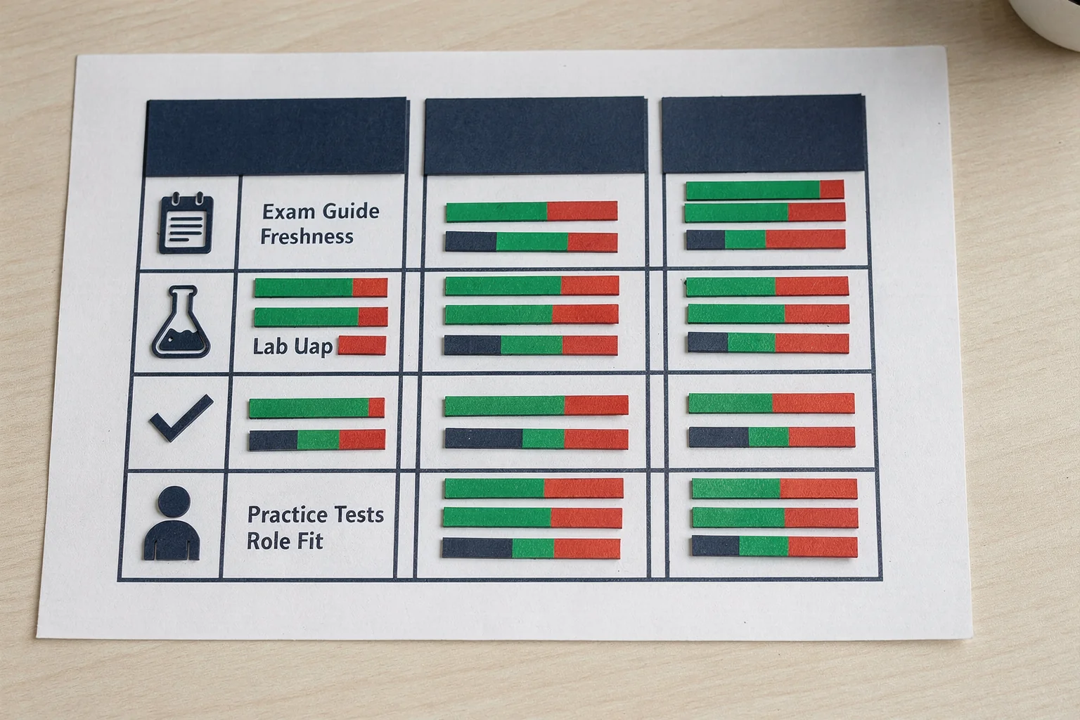 Comparison matrix of best AWS certification courses in 2026: AIF-C01, MLS-C01, CLF-C02, and AI-900 rated on exam freshness, lab depth, practice test alignment, and target role.