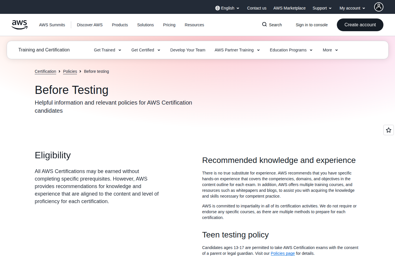 SysOps Administrator Associate (SOA-C02) website screenshot for aws certification exam comparison