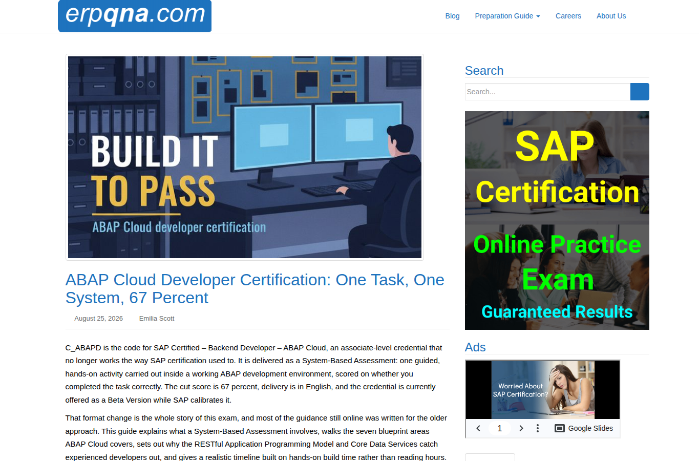 ERP Q&A website screenshot for c-abapd-2309