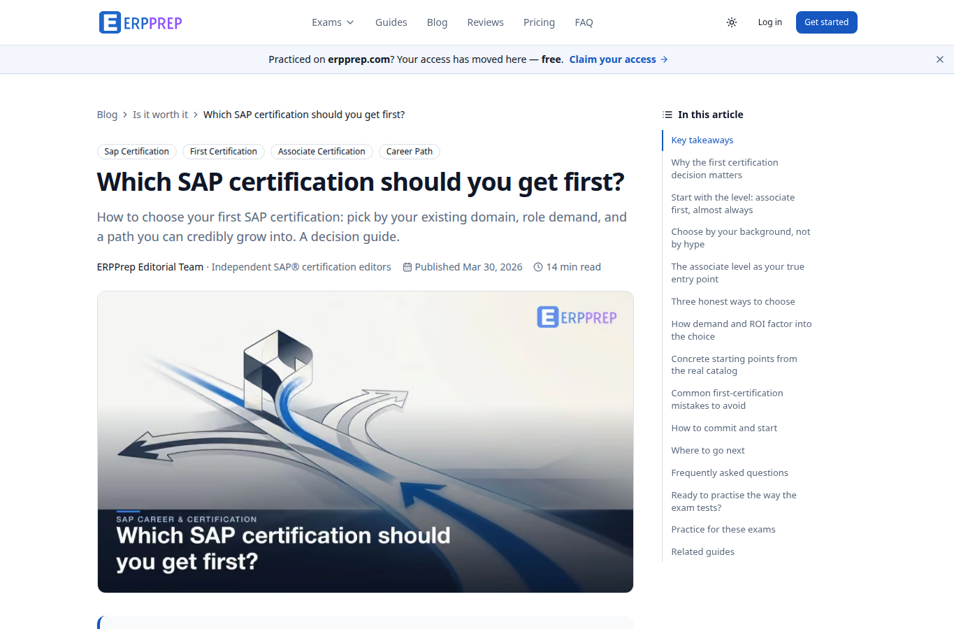 ERPPrep website screenshot for c-abapd-2309