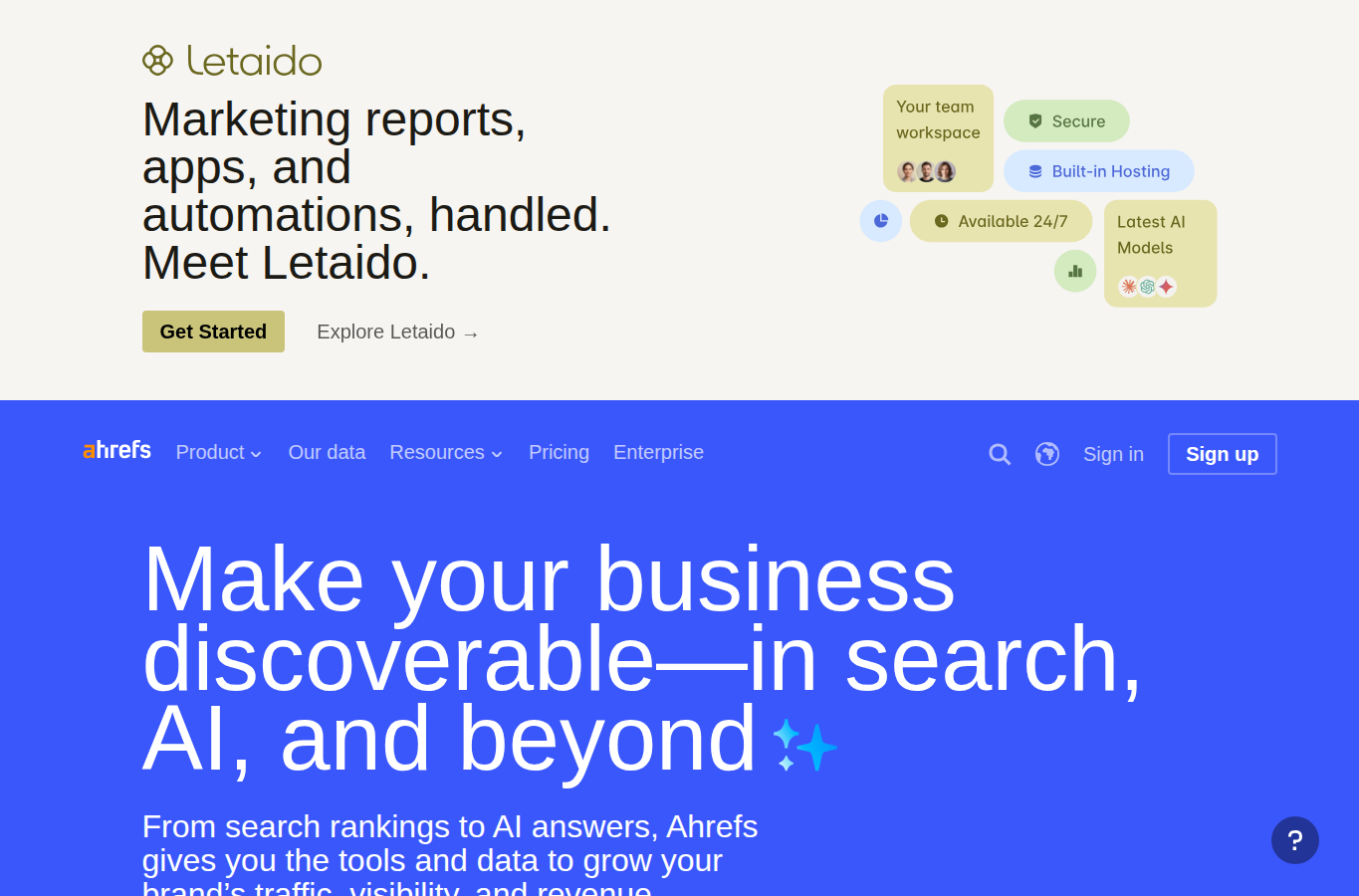 Ahrefs website screenshot for best ai seo services