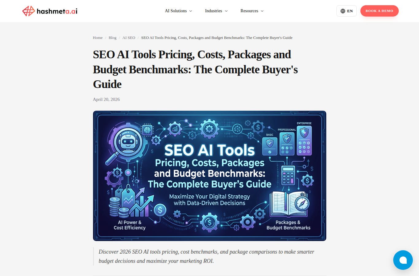 Hashmeta’s Buyer Guide for AI SEO Tools website screenshot for ai seo pricing
