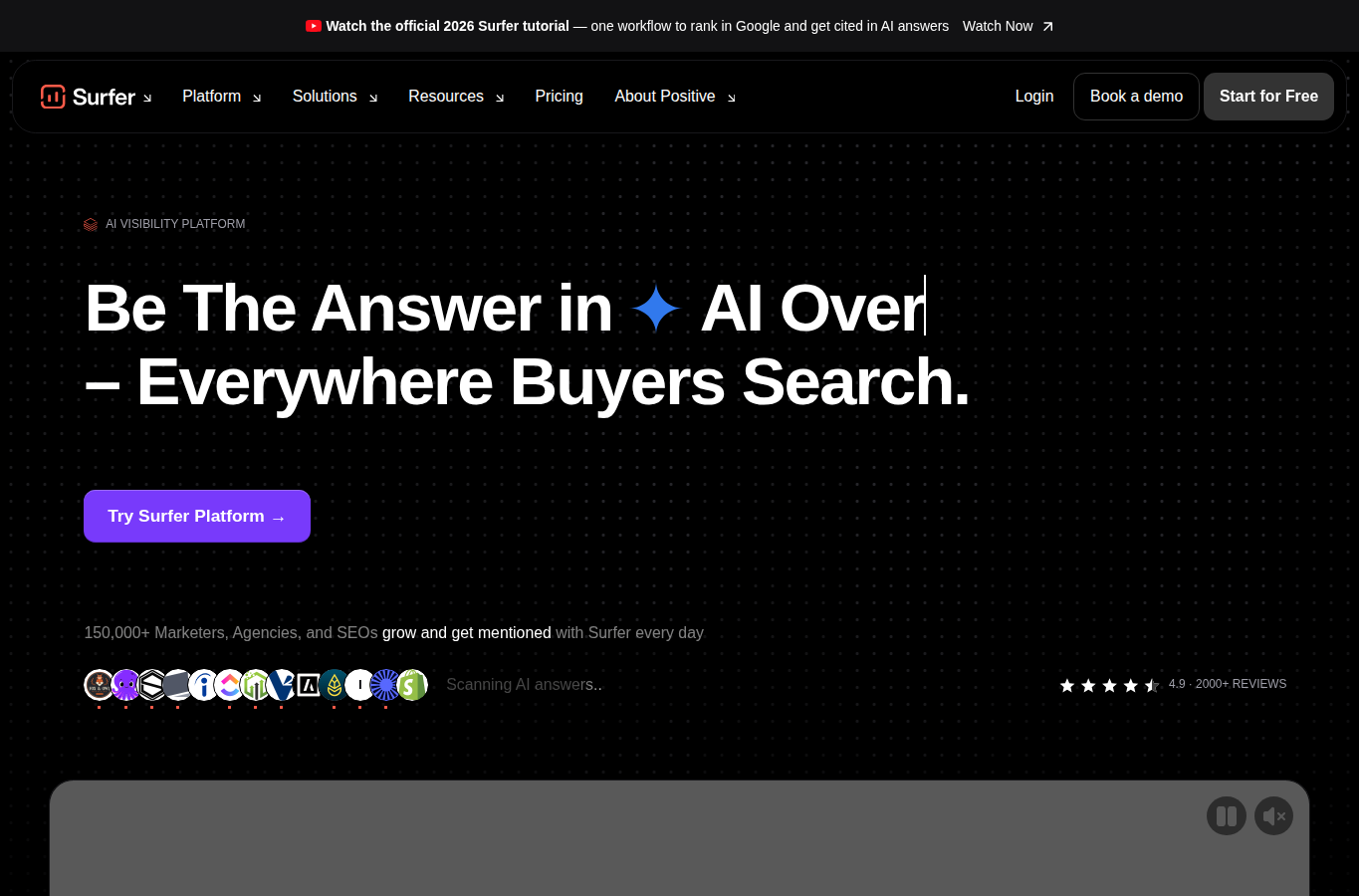 Surfer SEO website screenshot for best ai seo services