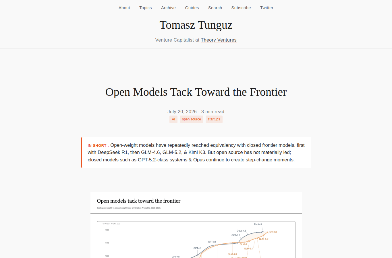 Tomasz Tunguz: The Release Flurry Continues website screenshot for ai seo news