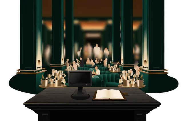 Busy upscale nightclub lounge during peak weekend service, illustrating high-volume table reservations and guest flow tracked by venue management software.