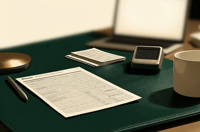 Printed reservation confirmation with deposit and cancellation terms on a venue manager's desk, showing the backend rules enforced when you add a booking widget to an existing website